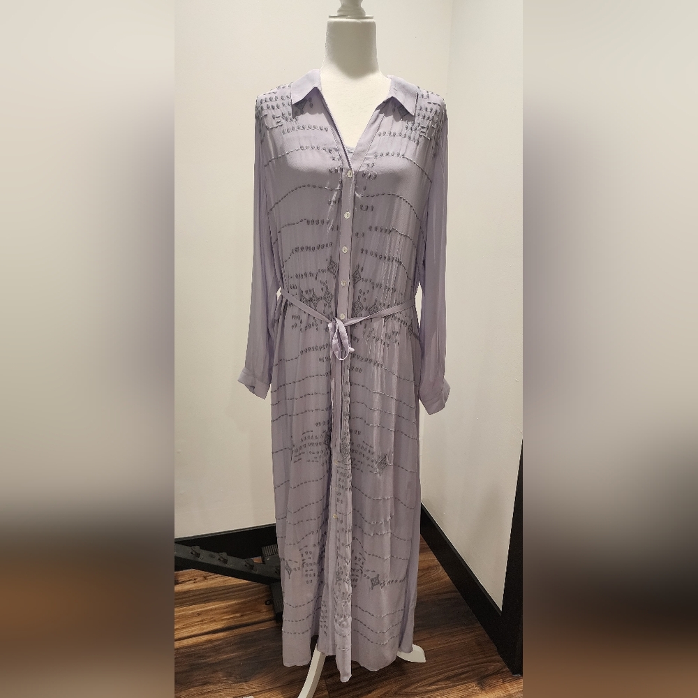 Soft Surroundings Women’s Maxi Dress Lavender Button Front Size L New With Tags
